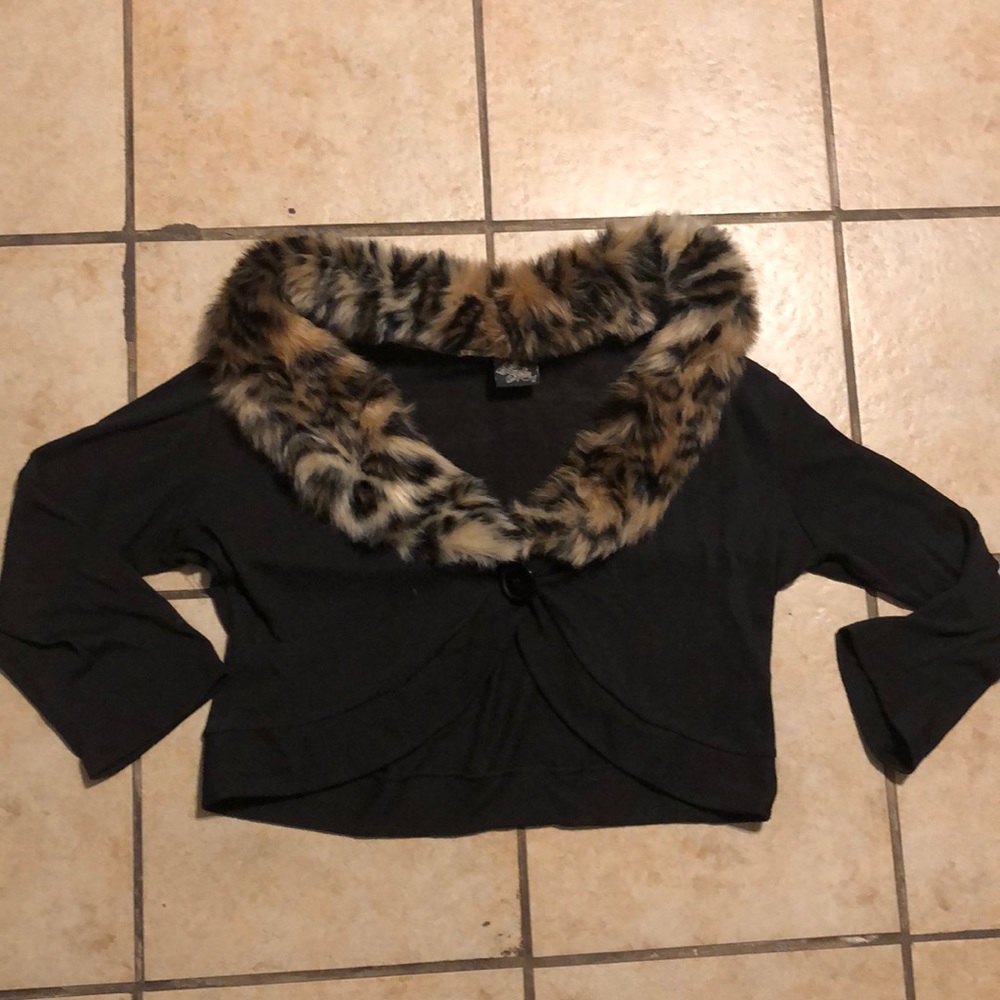 Rocksteady 3/4 sleeve cheetah collar cardigan